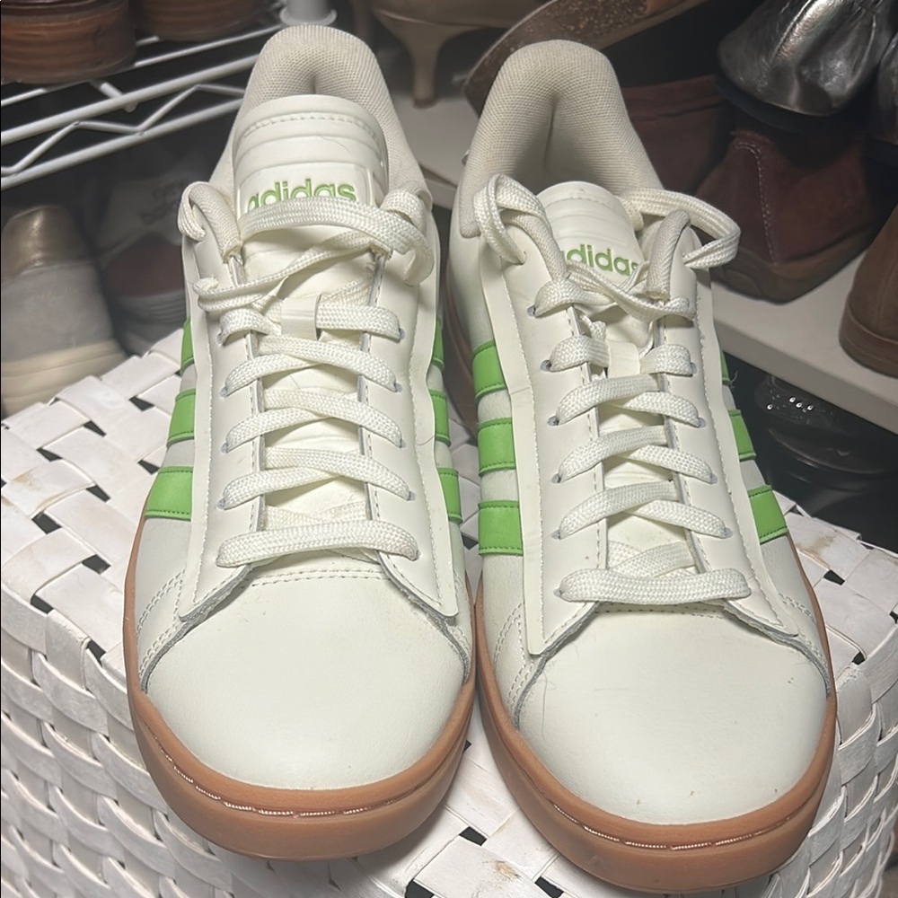 Adidas White and Green Sneakers